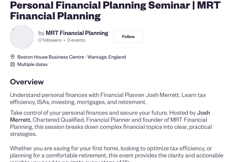 image of the workshop being held at Boston House on Financial Planning